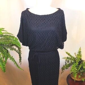 Jessica Howard Navy Blue Crochet Lace Dress Bateau Neckline Women’s Size 6